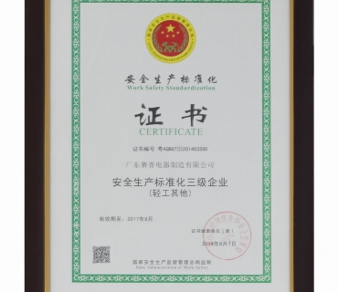 安全生产标准化证书